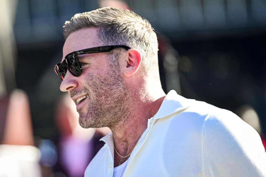 FOXBOROUGH, MASSACHUSETTS - SEPTEMBER 20: Julian Edelman looks on during the 2025 Hall of Fame induction ceremony at Gillette Stadium on September 20, 2025 in Foxborough, Massachusetts.